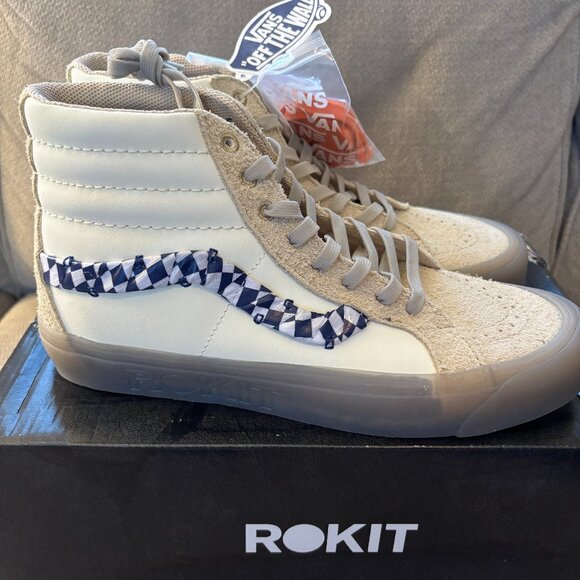 NIB | VANS x Rokit Sk8-Hi 38 DX Shoe Canvas Suede Skate Beige Men's 10 - Picture 2 of 9